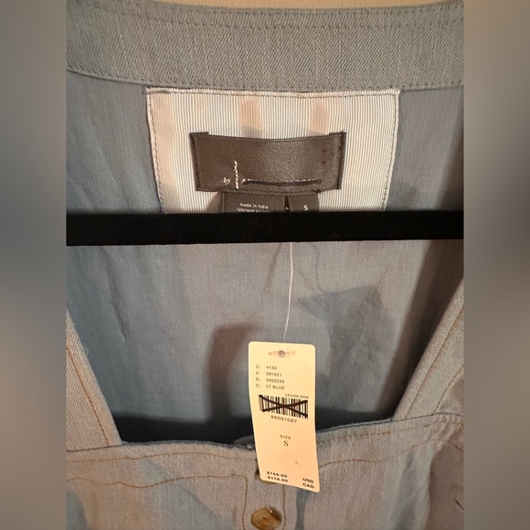 Anthropologie Long-Sleeve Square-Neck Denim Mini Babydoll Dress Size S - Picture 6 of 6